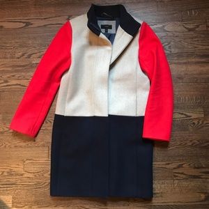 J. Crew Colorblock Funnelneck Coat, Sz 10